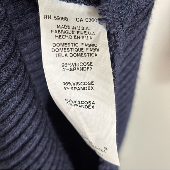 Fifteen Twenty Large Made in USA Rib Knit Raw Hem Duster Cardigan Navy Blue - Picture 5 of 5